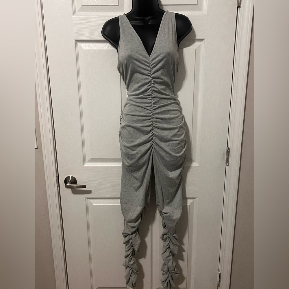 Elegant Gray Ruched Jumpsuit